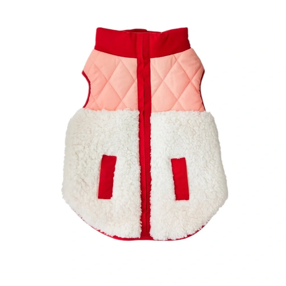 Vibrant Life Sherpa Contrast Yoke Quilted Pet Jacket NEW!